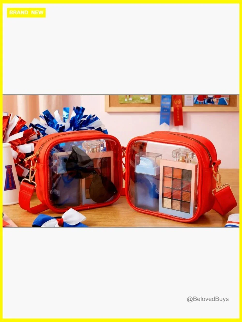 Clear Crossbody Bag for Stadium Events Concerts Sports Fan Transparent PVC